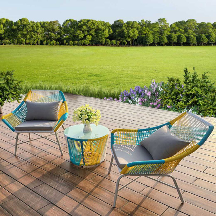 Bungalow Rose 2 Person Round Outdoor Dining Set with Cushions